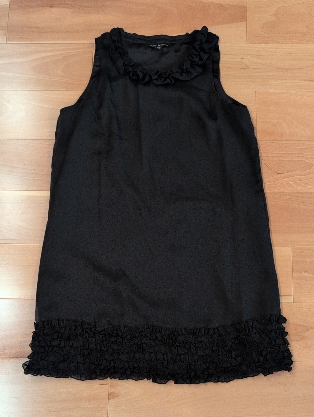 Sleeveless Black Ruffle-Trim Dress